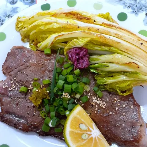 「白菜」を使ってみたSnapdishの料理・レシピ写真:🔷熊本県産🐄黒毛和牛🥩ロースステーキ🥩白菜のロースト🔷