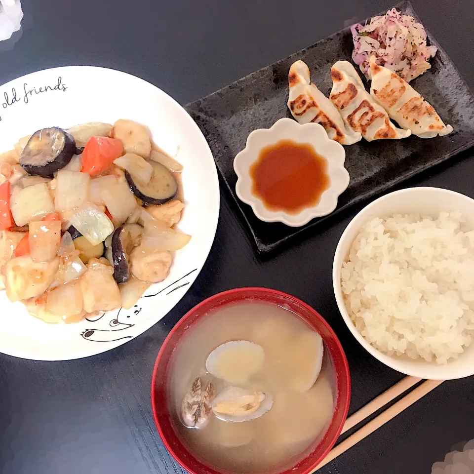 鶏胸肉の甘酢餡かけ定食|おいもさん