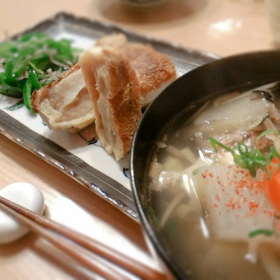 里芋のコロッケと鯖缶の汁物|Conyさん