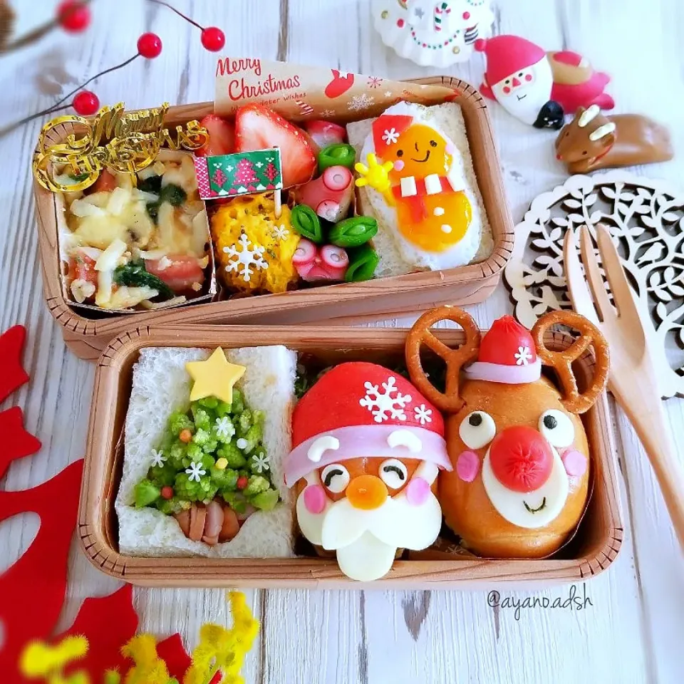 Snapdishの料理写真:✨クリスマス🎄🎅ロールパンサンドとサンドイッチのお弁当✨|ayano.adshさん