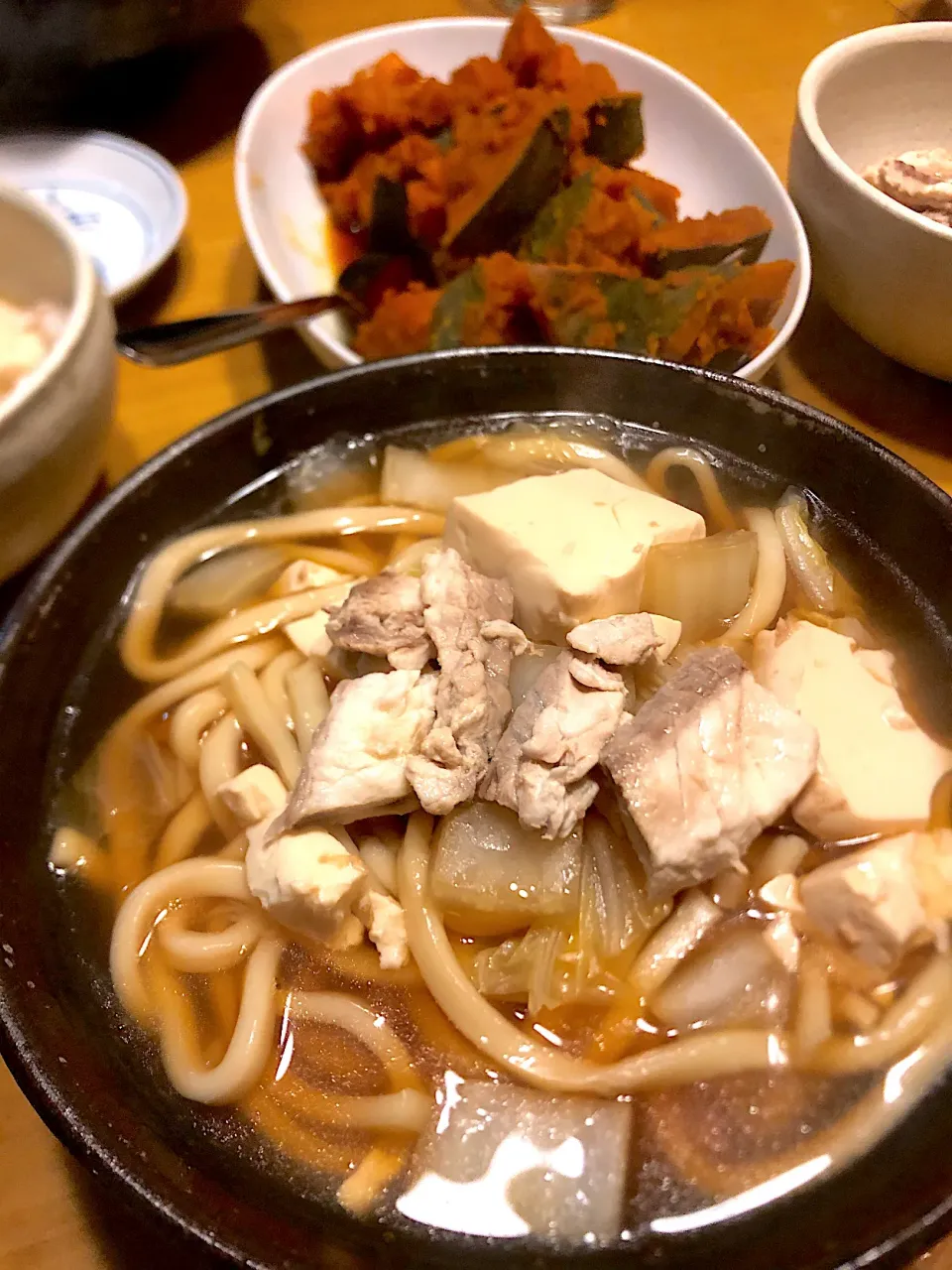 鯛だしうどんとかぼちゃの煮物|ゆっこっこさん