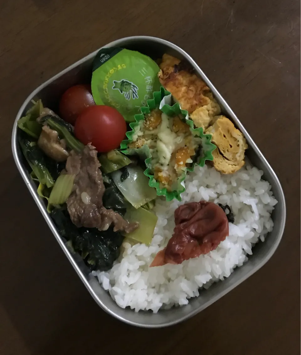 牛肉と小松菜のオイスターソース炒め弁当|ぎんなんさん