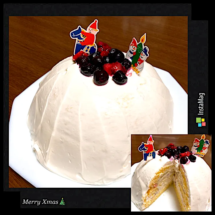 Merry Xmas🎄　　今年はドームケーキ🎂　初めて作ったけど……なんでこんなに大きくなった？？😆 お味はとても美味しかったです❣️|sakiさん