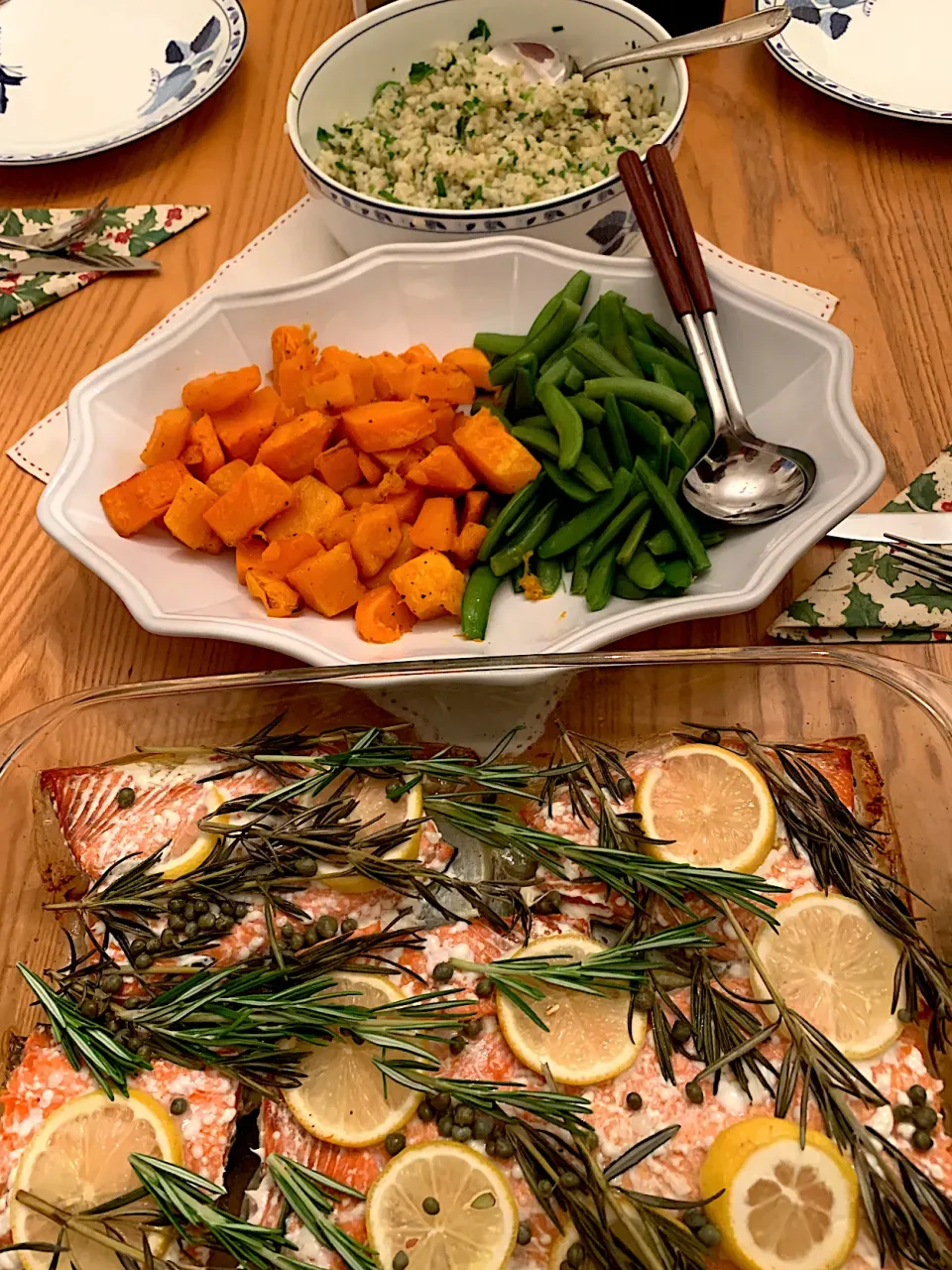 Salmon, roasted squash, beans, parsley butter rice|kayoさん