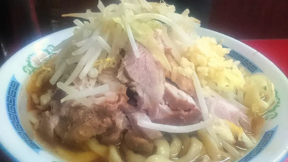 【昼営業時間変更】
ラーメン二郎 目黒店
小豚ラーメン
－アブラぬき
＋ニンニク（無料）
＠目黒
（恵比寿から徒歩21分）
20264|大脇さん