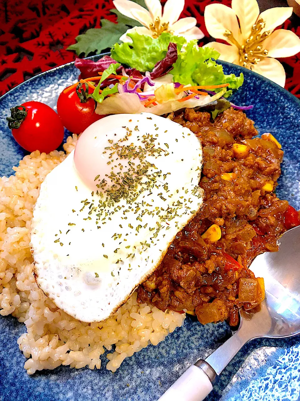 Snapdishの料理写真:💛玄米ご飯de具沢山キーマカレー💛|＊いちご＊さん