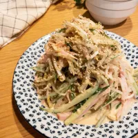 🆔403645                                                                #もやしときゅうりとハムのごまマヨサラダ 💕