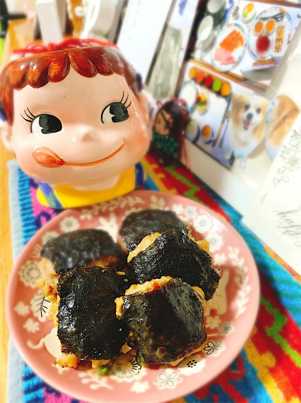 フォーク食べ練習シリーズ＆お弁当おかずにも♡お豆腐入りふわふわ豚海苔つくね。|ぽき。さん