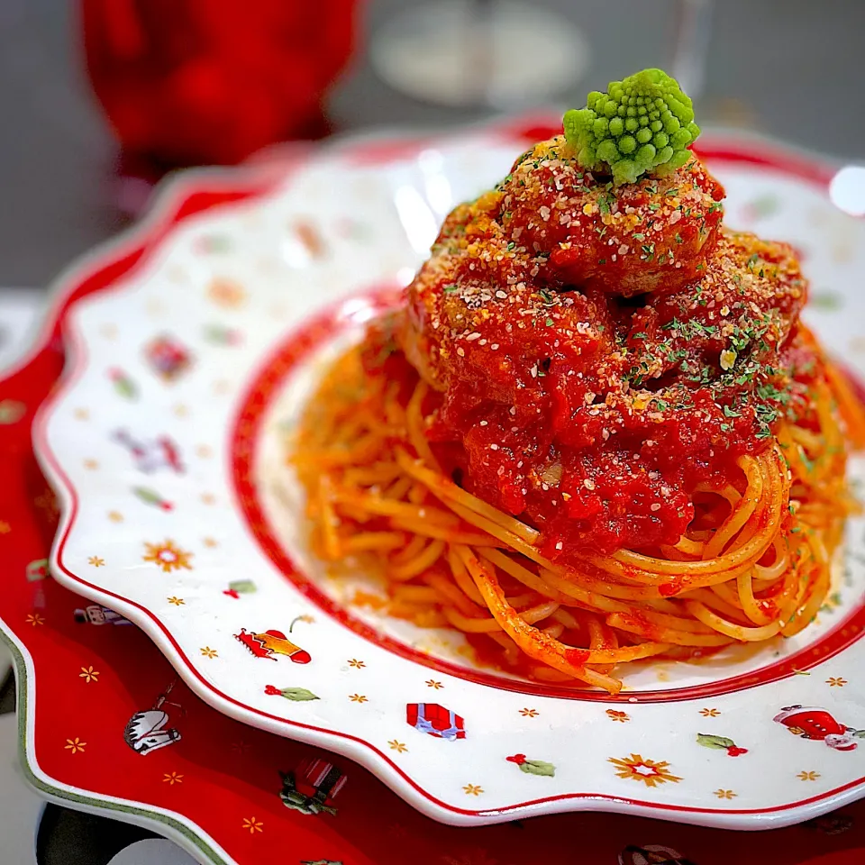 Snapdishの料理写真:ミートボールスパゲティ🍝簡単テキトーレシピ✨|AXさん