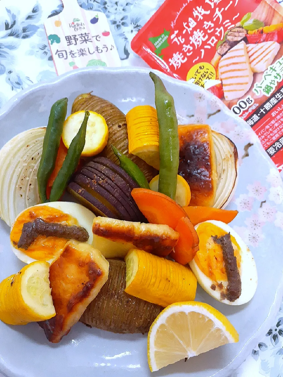 ❇️トースターで簡単🔷🥔🍠🥒ハッセルバック野菜と🧀焼きチーズ🧀花畑牧場のハロウミ🐣アンチョビマヨ卵🔷|@きなこさん