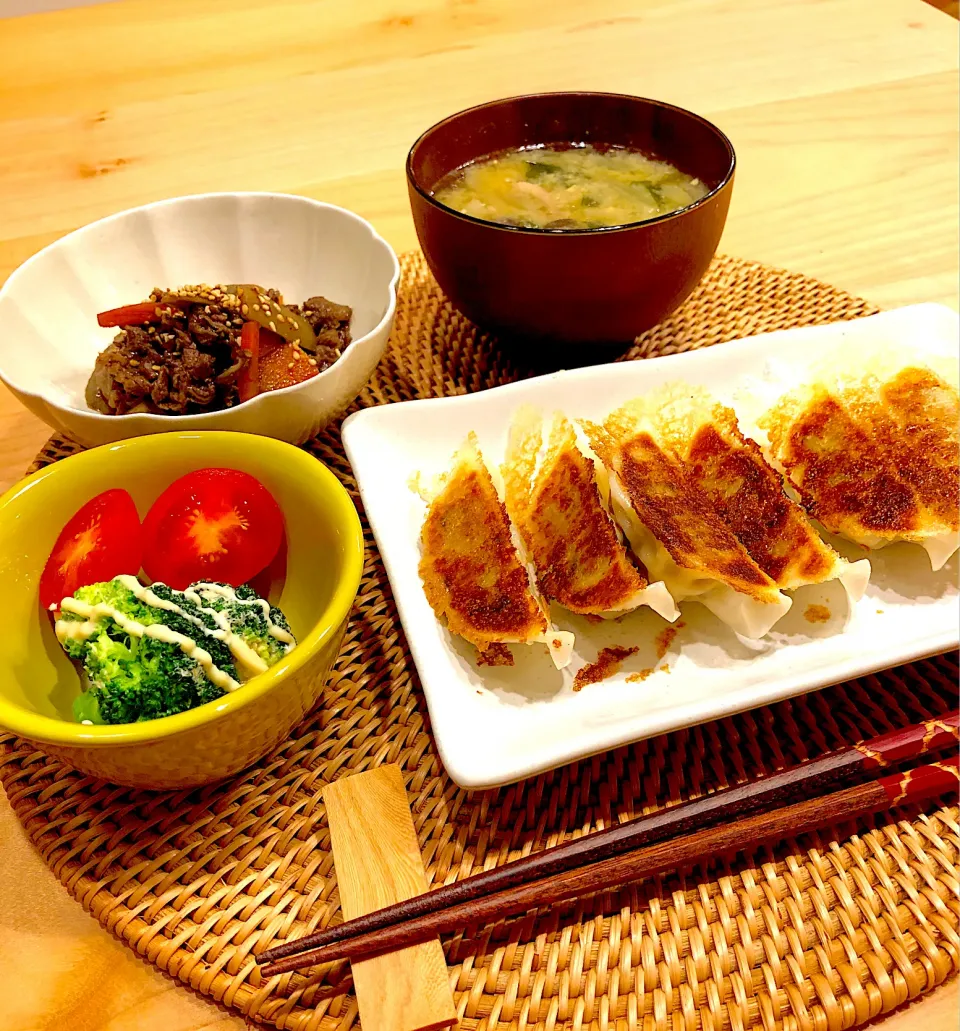 餃子と牛ごぼうしぐれ煮|さおさん