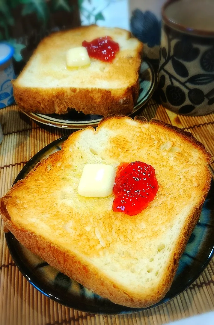 Snapdishの料理写真:自家製食パンで朝ごはん|ポコさん