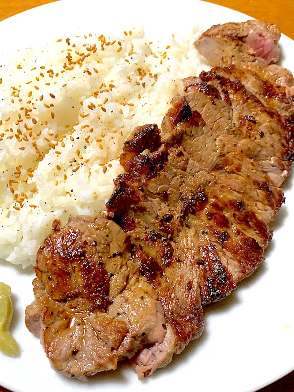 朝昼兼用^_^半額ステーキ肉でステーキライス^_^|きよっさんさん