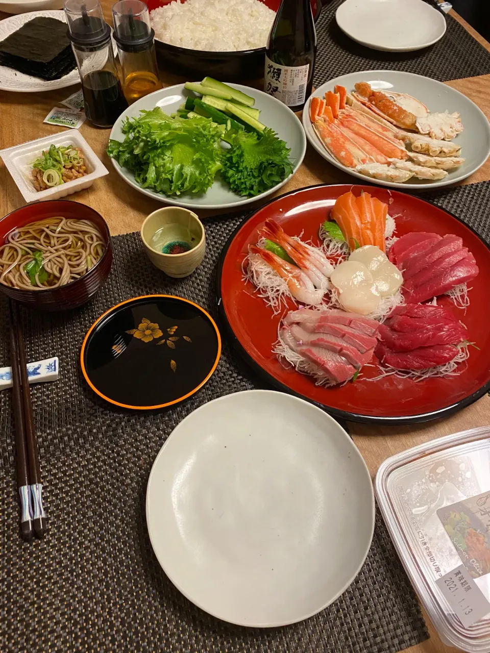 Snapdishの料理写真:手巻き寿司とお蕎麦|Sakikoさん