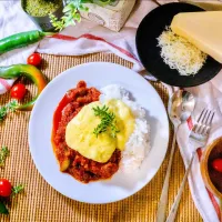 Snapdishの料理写真:Rice bolognese with Gouda béchamel|Kompeito_cooksさん