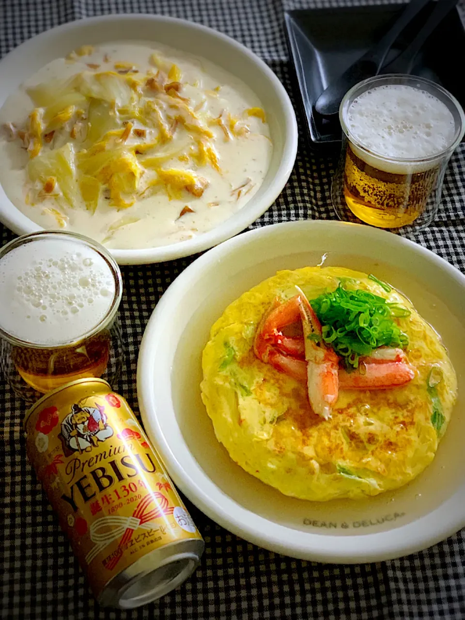 干し貝柱とオレンジ白菜のクリーム煮、北海道網走産ずわい蟹のかに玉|恭子さん