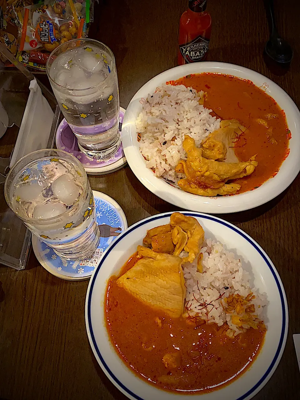 バターチキンカレー🍛　ポークジンジャー　フライドオニオン　生レモンサイダー🍋|ch＊K*∀o(^^*)♪さん