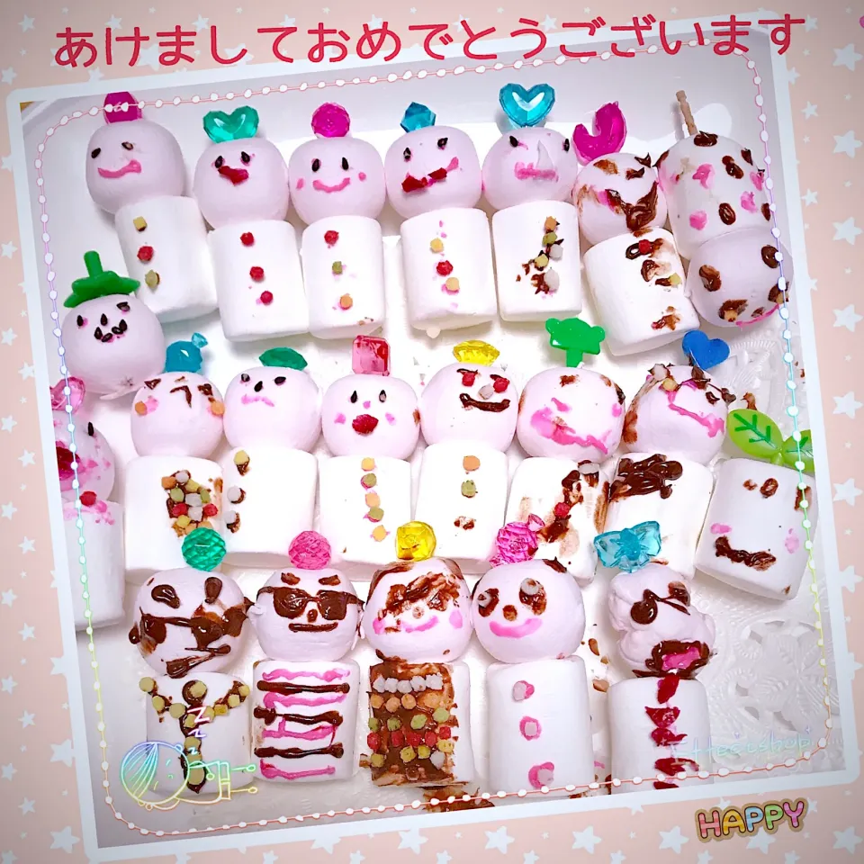 🎍元旦のおやつ作りはスノーマン⛄️  5歳と2歳の孫達で作りました💕今年も元気いっぱい過ごせますように✨✨|ちゃべさん