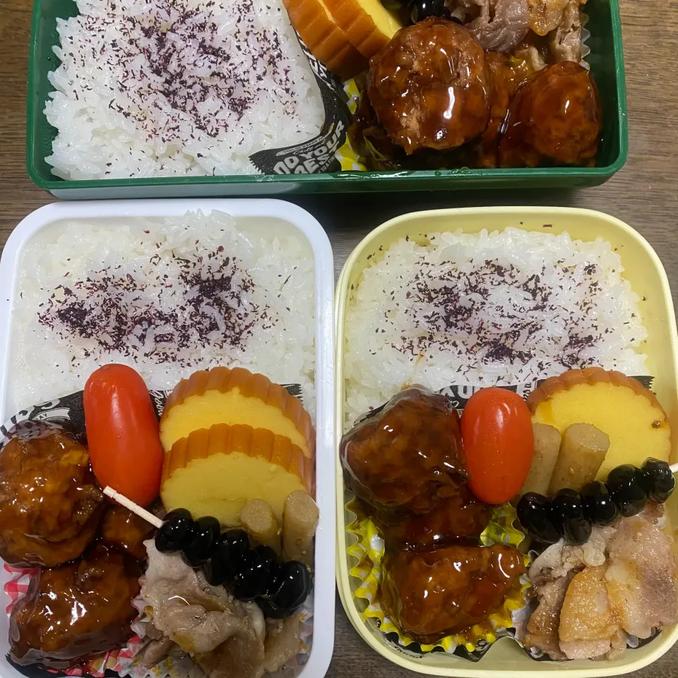 Snapdishの料理写真:娘＆息子＆自分弁当♪21.1.5|れもんてぃさん