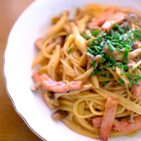 きのことベーコンのバター醤油パスタ|moeさん