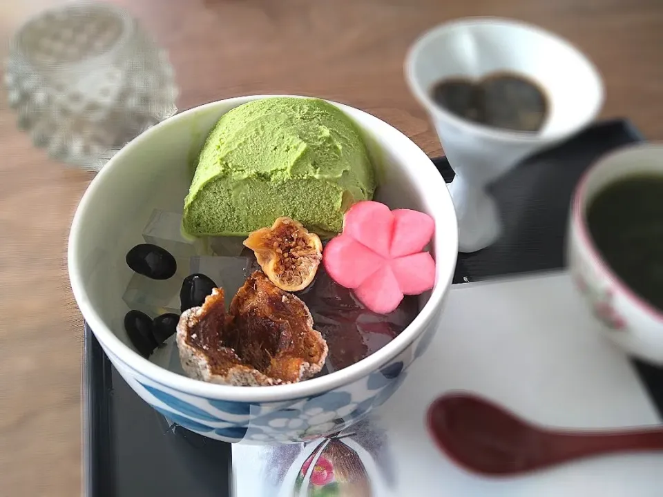 おせち食材活用♡抹茶クリームあんみつ|古尾谷りかこさん