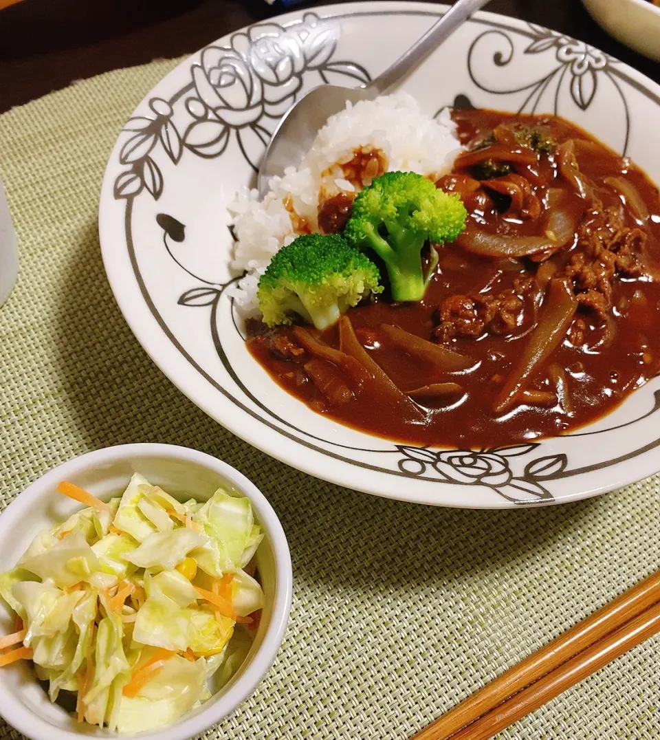 ハヤシライスとコールスローサラダ|ちぐあささん