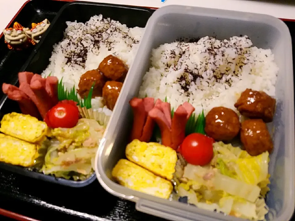 夫弁当、息子弁当|みどりさん