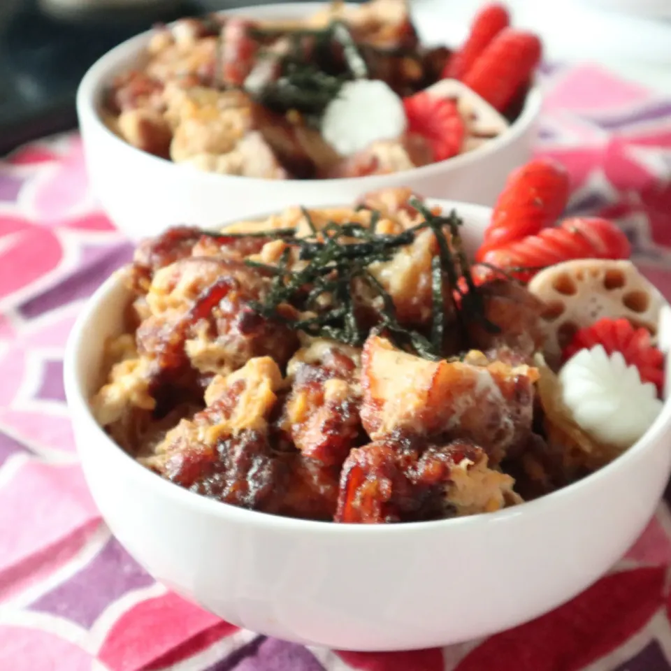 中学生男子冬休み置きランチ🍱唐揚げ丼|なかじー。さん