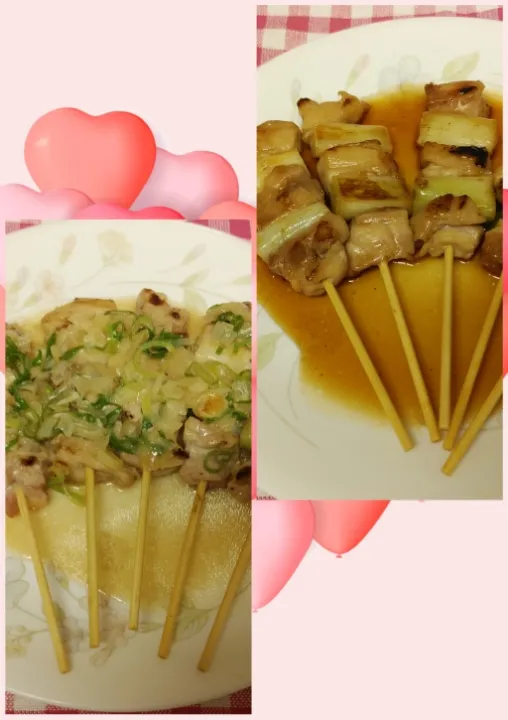 Snapdishの料理写真:💕焼き鳥♡照り焼き風とネギ塩💕|yuiママさん