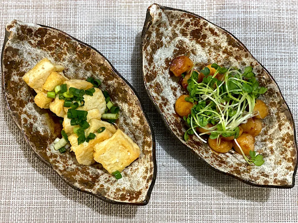 ホタテのバター醤油焼き、揚げ出し豆腐|ぽんたさん