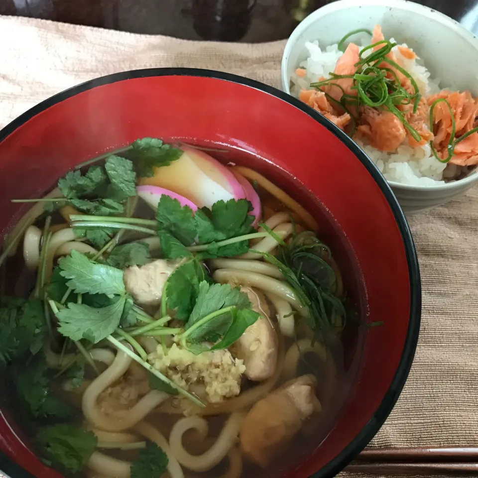 雑煮うどん、鮭ご飯|純さん