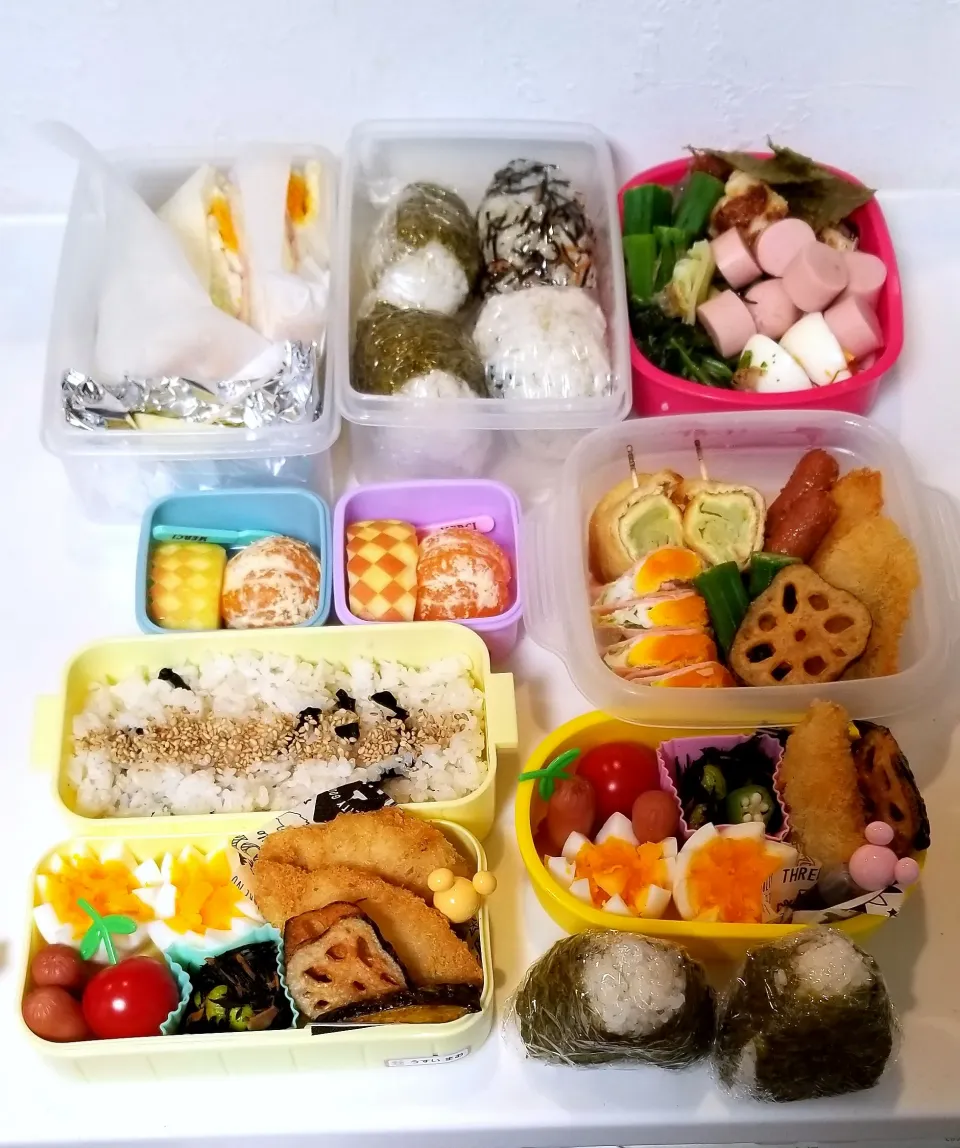 Snapdishの料理写真:1/6四人弁当&旦那朝食弁当|ゆきこさん