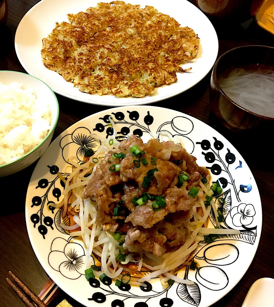 豚のカリカリ焼きの晩ご飯|mikaさん