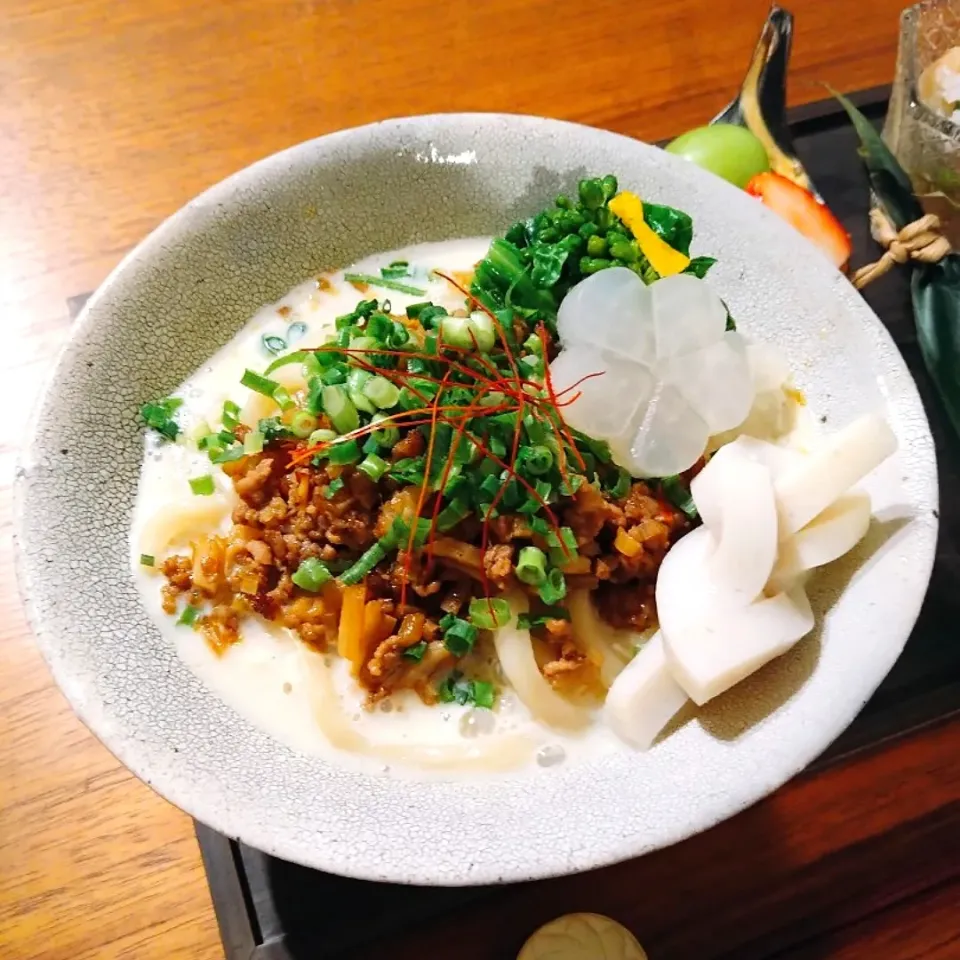 Snapdishの料理写真:あったか豆乳坦々うどん♪|makoさん