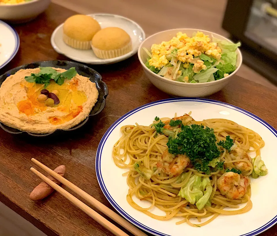 あおさの醤油パスタとフムス🍝|takosさん