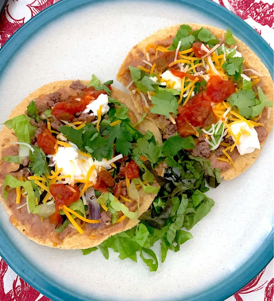 Pinto beans & ground beef tostada|🌺IAnneさん