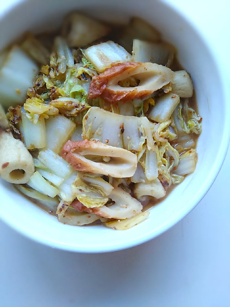 作り置き
白菜と竹輪のごま味噌炒め煮|まめころさん