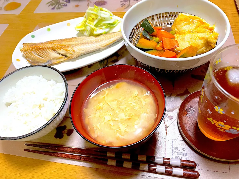 しまほっけの干物、たまご巾着の煮もの|江口笑湖さん