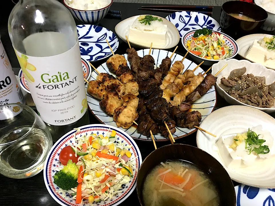 焼き鳥と白ワイン🍾|がおりんさん