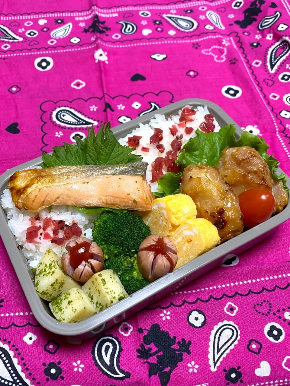 息子のお弁当(強制～冷蔵庫にあるもので😁)|かあたんさん