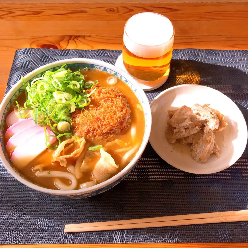 Snapdishの料理写真:メンチカツカレーうどん|Ruotoさん