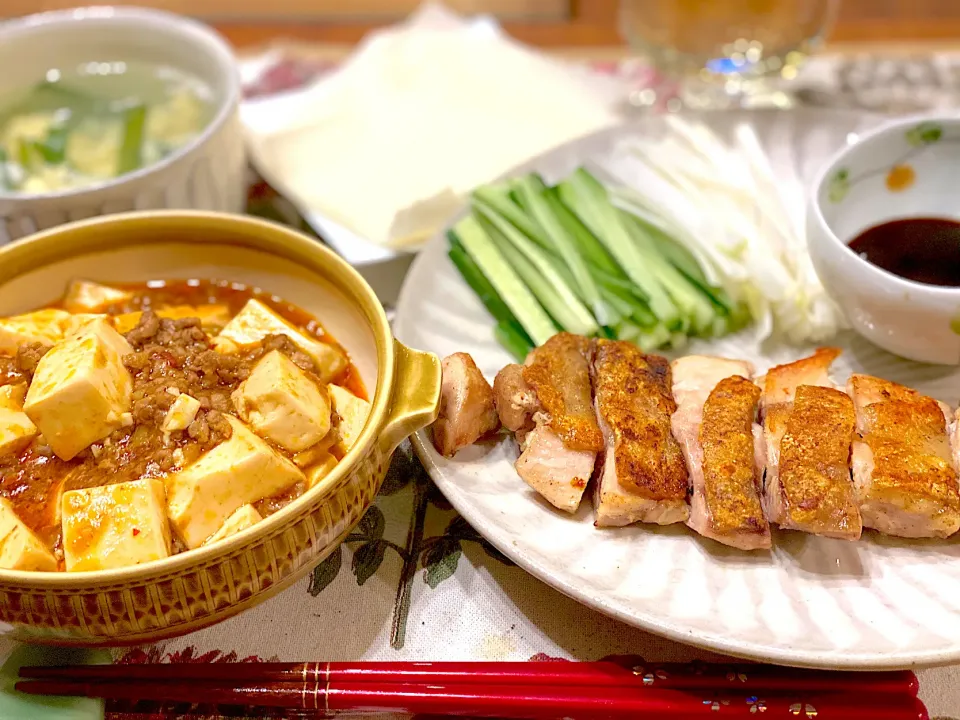 気分は中華！北京ダッグ(風)と四川麻婆豆腐で晩御飯🍴|まめすけ。さん