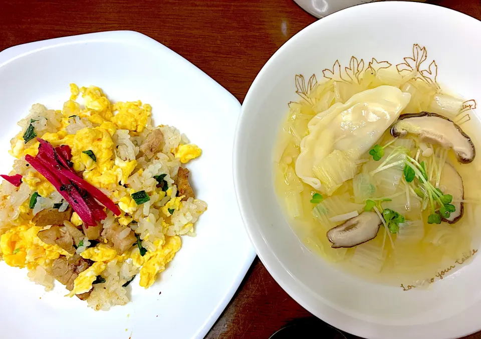 自家製焼豚の炒飯と餃子スープ|Narakoさん