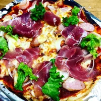 休日のブランチにピザ🍕家にあった物をいろいろとトッピング(^^)|いちあらママさん