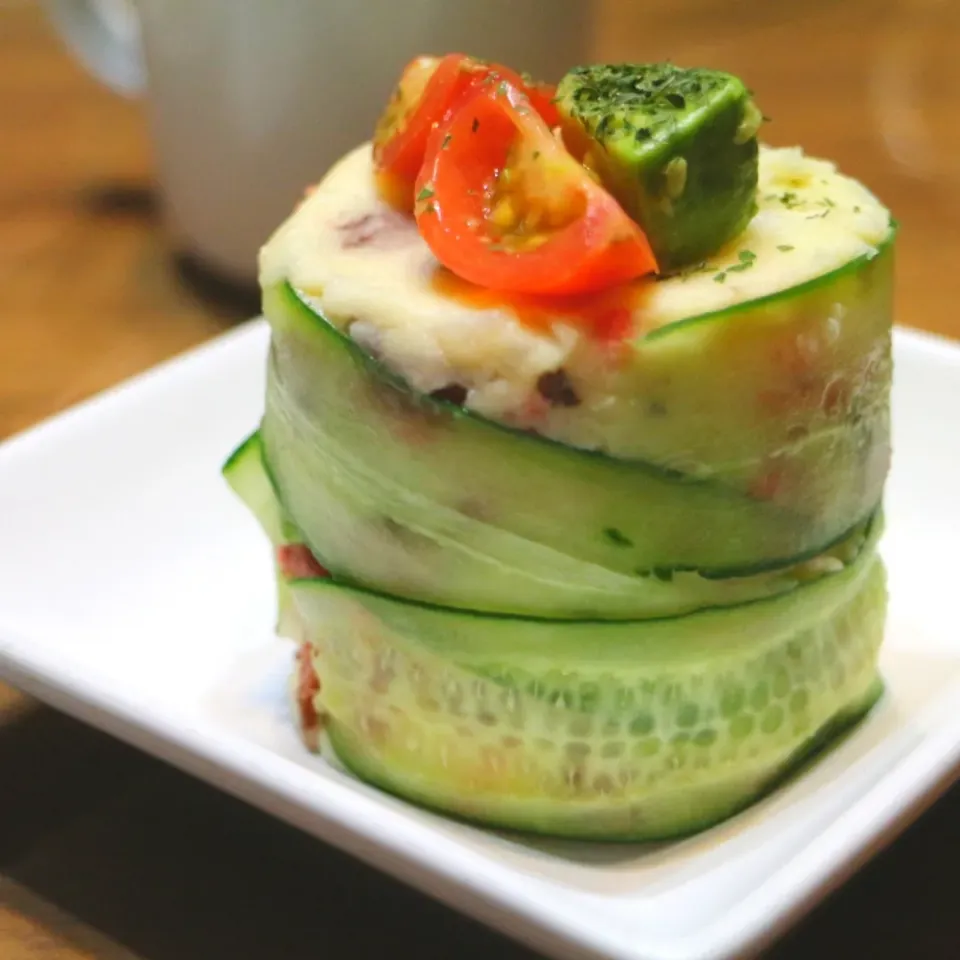 ❥︎お野菜で🍅カワイイポテサラケーキ|❥.ちゅんさん