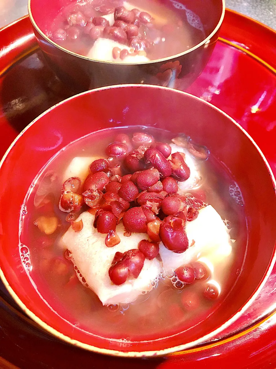 井村屋さんの小豆缶で、ぜんざい😄鏡餅も、これにて完食✌️|海斗さん