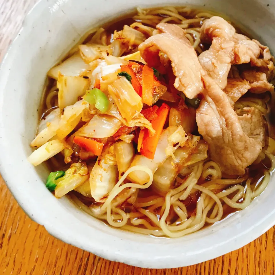 野菜のXO醬炒め乗せ しょうゆラーメン|ふうりんさん