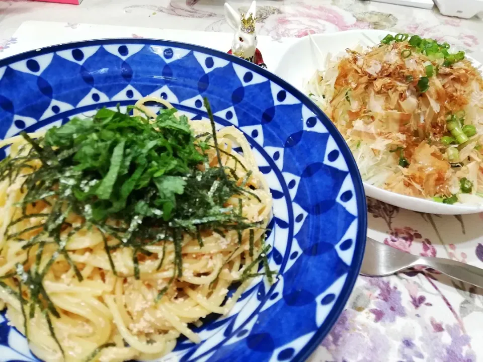 '21,1/11
辛子明太子パスタと大根サラダで晩ごはん😋|たえさん