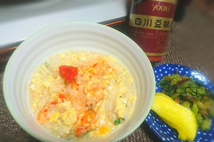 魚ちり鍋からの～
   雑炊に四川豆板醤🌶️|びせんさん