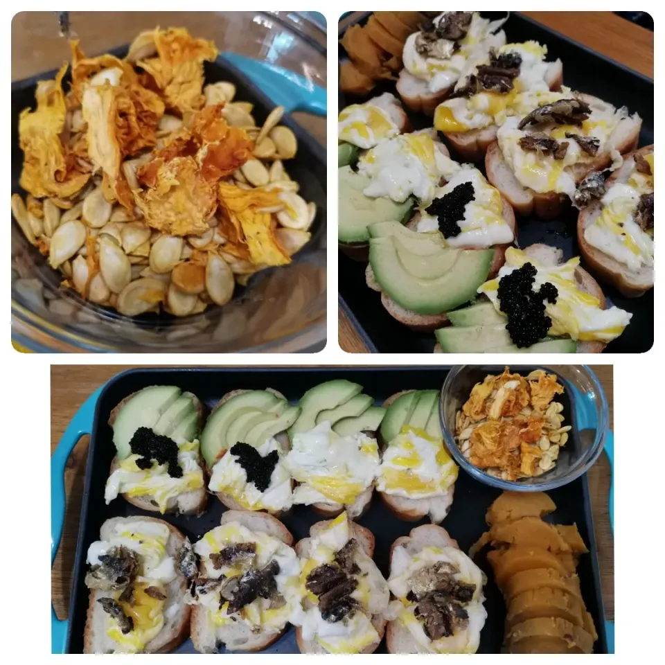 Egg toast with Avocado and Sardines, Avocado and fish roe
Freshly baked Pumpkin seed and pumpkin|Kalie Hoさん